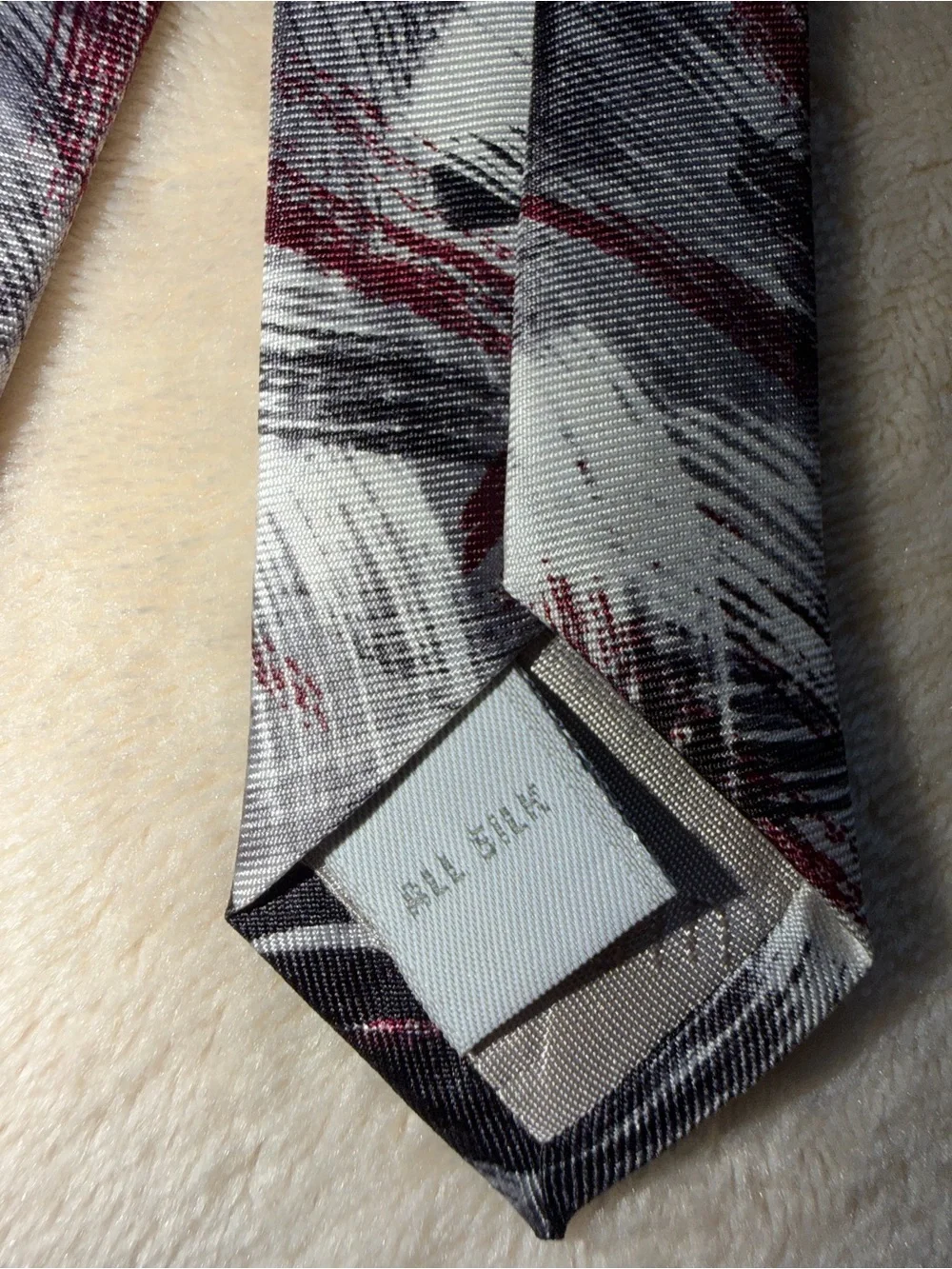 Pierre Cardin Men's Abstract Brushstroke Tie in Black, White & Burgundy